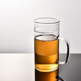 益思泉丨月牙玻璃杯 透明直筒带过滤 玻璃茶杯 高硼硅耐热玻璃 300ml 绿茶、花茶杯