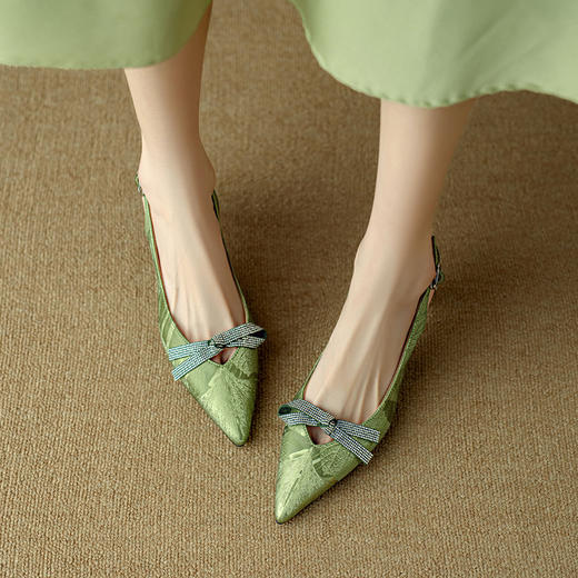 【预售5天】国风新中式，里外全皮尖头高跟凉鞋DB&M5911 商品图5