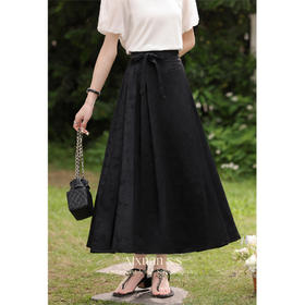 鹿向南「墨蝶」百搭新中式半身裙女2024新款夏季国风设计感a字裙