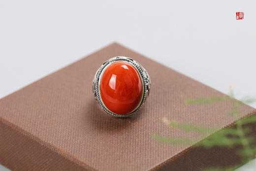 南红戒指【明赫】，925银镶 商品图1
