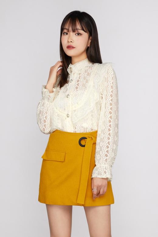 amadella 刺绣蕾丝领珍珠纽扣衬衣 11248 商品图0