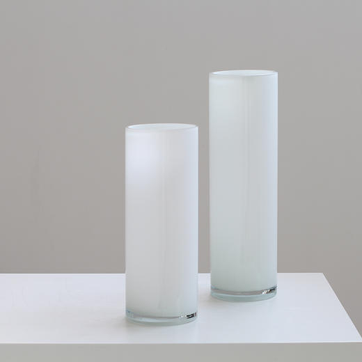 碧轩现代简约白色直筒玻璃花瓶酒店大堂装饰婚庆圆柱桌面水培花器 商品图1