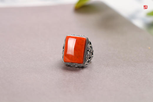 南红戒指【虹】，925银镶 商品图1