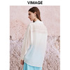 VIMAGE纬漫纪夏季新款舒适清爽外搭防晒衣显瘦百搭时尚白色衬衫V2109708 商品缩略图4