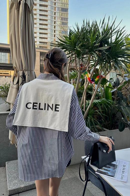 竖条纹大气衬衫 配披肩休闲百搭风 商品图5