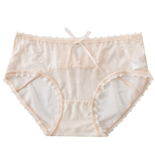 【舒适通透；斩男蕾丝边】蚕丝裆透气舒适，中腰贴合臀型；性感甜美，后背镂空网纱；少女网纱设计，透气亲肤。冰丝薄款三角裤，包臀不夹PP！ 商品图5