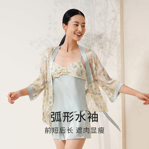【蚕丝剪花绡】真丝睡衣女100%桑蚕丝吊带裙衣裤套晨袍家居服金三塔 YSFEB101/YSFEB401/YSFEB301 商品图2