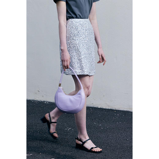 HeyDress亮片半身裙女夏季高腰显瘦包臀裙银色a字裙高级感短半裙 商品图0