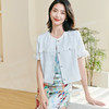 剩S/L/XL/XXL 米思阳2025夏季新款小香风简约通勤短外套百搭花边袖肌理上衣0504 商品缩略图1