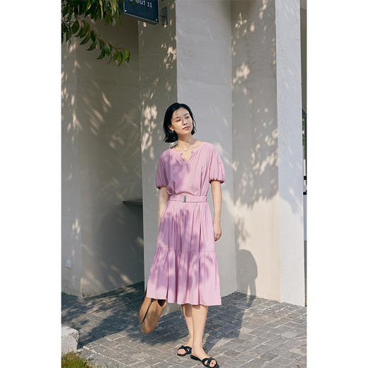 （现货）HeyDress法式衬衫连衣裙女夏季圆领宽松收腰设计温柔度假A字裙子 商品图1