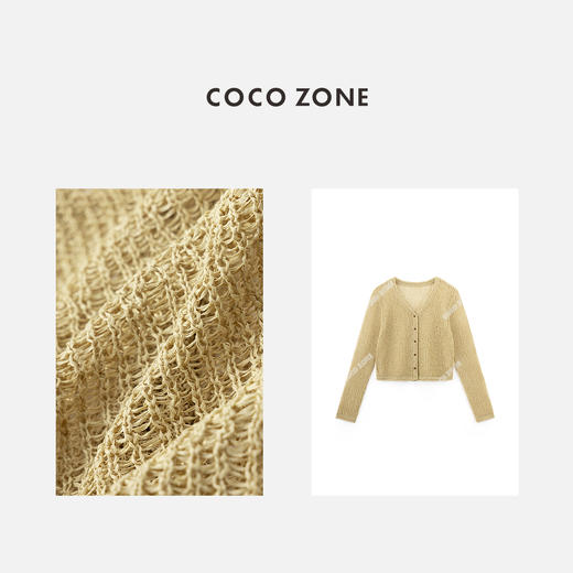 COCO ZONE”琉璃“简约纯色单排扣V领针织衫长袖开衫上衣CC1A0539 商品图2