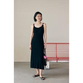 HeyDress法式针织吊带裙女夏季钩花绑带设计感修身垂感a字连衣裙