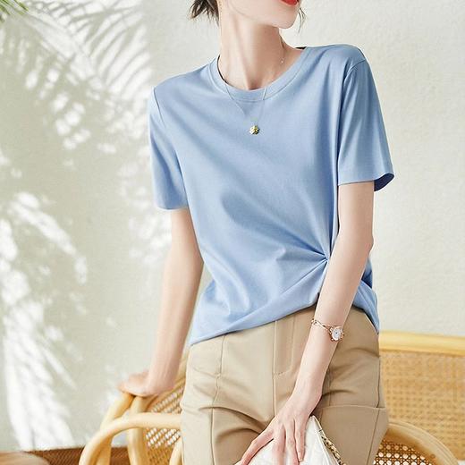 【99元三件，单拍一件不发】爱凯莉·桑蚕丝丝光棉T恤， 既有真丝的凉感，亦有纯棉般的细腻亲肤【G】 商品图0