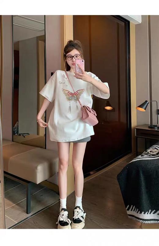 【限时价】喜出100%棉-04国风盘扣+蝴蝶 印花情侣T恤 商品图3