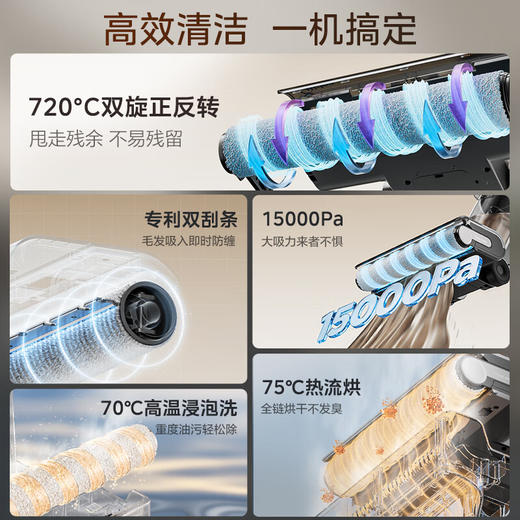 美的（Midea）无线家用防缠绕洗地机GX5H智能高温热水洗烘拖地机洗拖一体自动清洁 吸尘扫地拖地全自动热风烘干 GX5H 商品图1