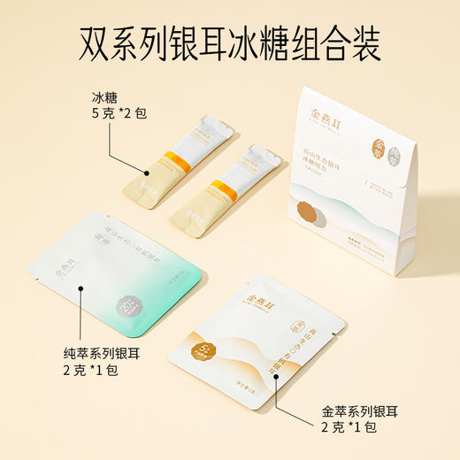 【限购1件】金燕耳 双萃品鉴装  高山生态银耳2g*2包+冰糖组合 焖煮&冲泡 两种系列随心享 商品图1