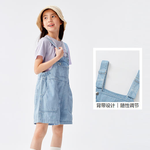 巴拉巴拉女童裤子儿童牛仔裤夏款中大童时尚短裤甜美纯棉背带裤潮 商品图3