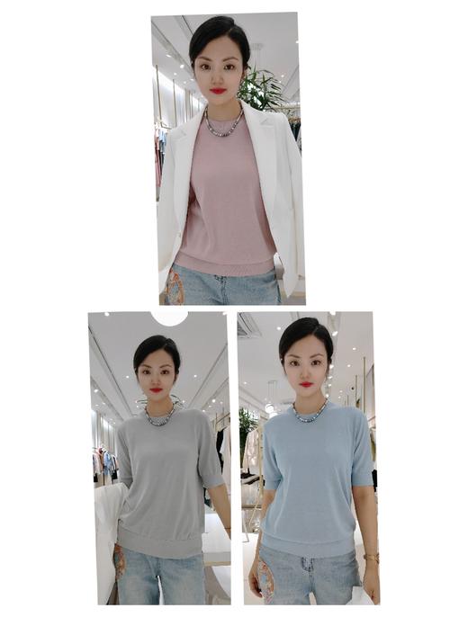 极简风真丝短袖套头T恤485308 商品图3