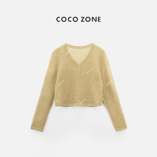 COCO ZONE”琉璃“简约纯色单排扣V领针织衫长袖开衫上衣CC1A0539 商品图1