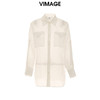 VIMAGE纬漫纪夏季新款舒适清爽外搭防晒衣显瘦百搭时尚白色衬衫V2109708 商品缩略图5