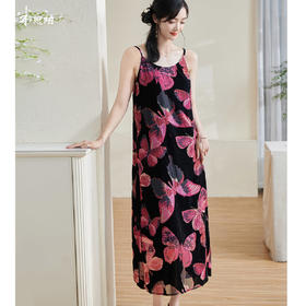 剩S/M/L 米思阳2025夏季新款国风优雅高级感连衣裙蝴蝶丝绒设计吊带裙1712