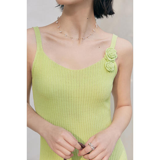 HeyDress法式针织吊带裙女夏季钩花绑带设计感修身垂感a字连衣裙 商品图3