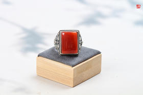 南红戒指【君昭】，925银镶