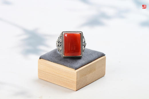 南红戒指【君昭】，925银镶 商品图0