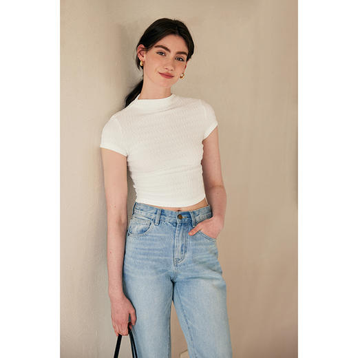 【合作款】HeyDress 褶皱肌理正肩T 商品图0