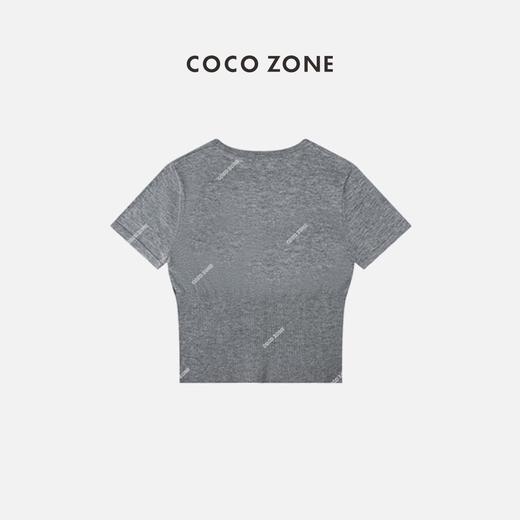 COCO ZONE 不规则拼接设计弹力收腰圆领短袖T恤上衣 23C18371 商品图1