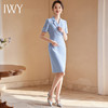 IWY/天蓝色西装连衣裙短袖美容院高级感主持人服装气质职业装ol裙24Q520 商品缩略图1