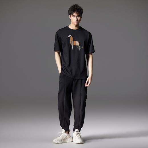 PINLI品立2024夏季新款男装软金属压烫圆领短袖T恤潮BG242111013 商品图4