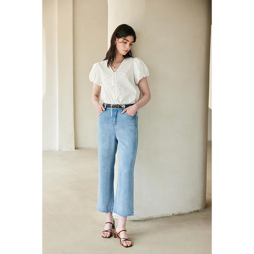 HeyDress100天丝牛仔裤女夏季高腰宽松直筒裤轻薄优雅九分裤子 商品图1