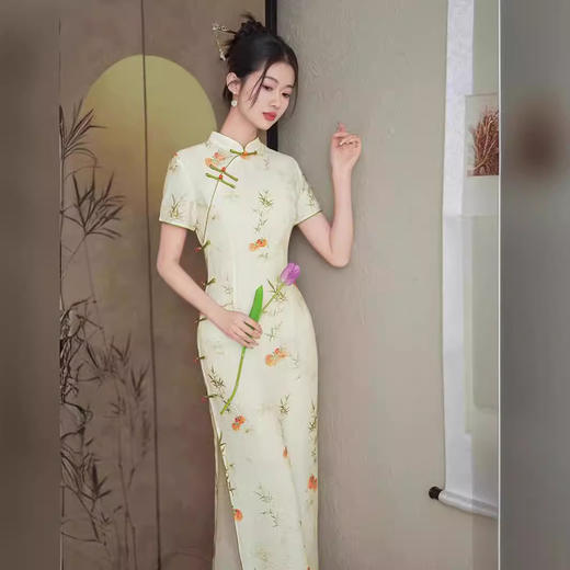 复古新中式，修身高端气质改良长款旗袍GSJ-862 商品图1