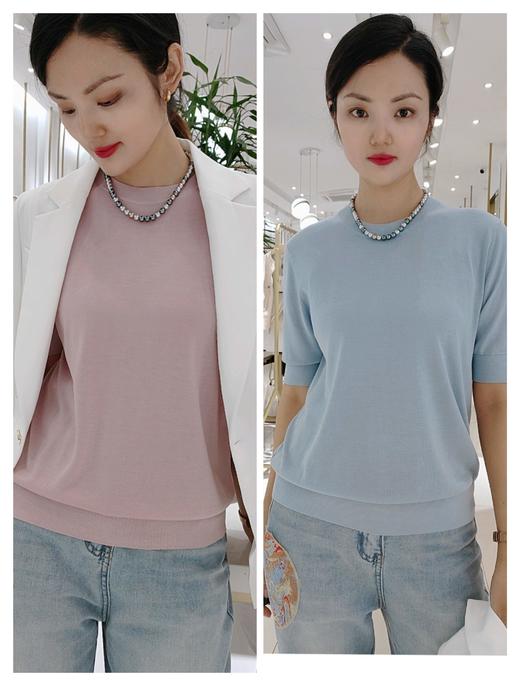 极简风真丝短袖套头T恤485308 商品图0