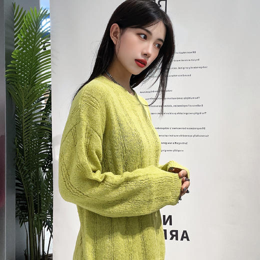 13WS圆领坑条镂空套头毛织衫41230（绿） 春季 403051032105 商品图2