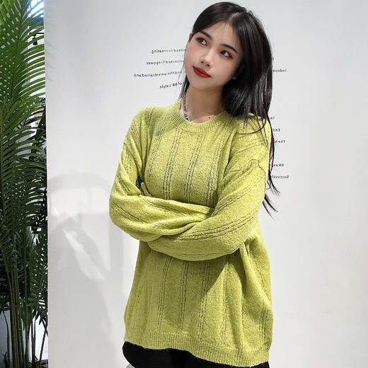 13WS圆领坑条镂空套头毛织衫41230（绿） 春季 403051032105 商品图1