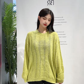 13WS圆领坑条镂空套头毛织衫41230（绿） 春季 403051032105