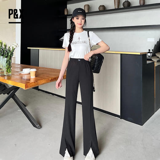 P&X设计师女装 夏季阔腿裤薄款外穿休闲长裤 824209258 黑色 商品图1