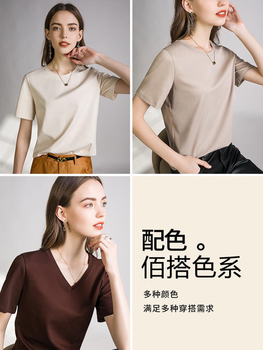 【109元2件】【专柜高品质】80s液氨凉感丝光棉短袖 春夏丝绸凉感棉圆领V领T恤 商品图4