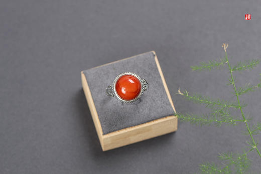 南红戒指【文汐】，925银镶 商品图1