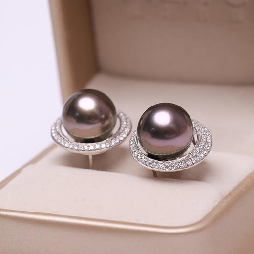 炫彩海南 金18k海水珍珠耳钉12-12.5mm 55425 商品图3