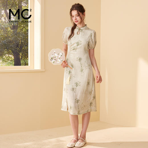 mc2复古新中式国风盘扣改良收腰连衣裙女装2024夏季新款时尚显瘦 商品图1