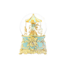 JARLL 120MM 旋转木马音乐盒水球 PA1903 蒂芬尼蓝金
