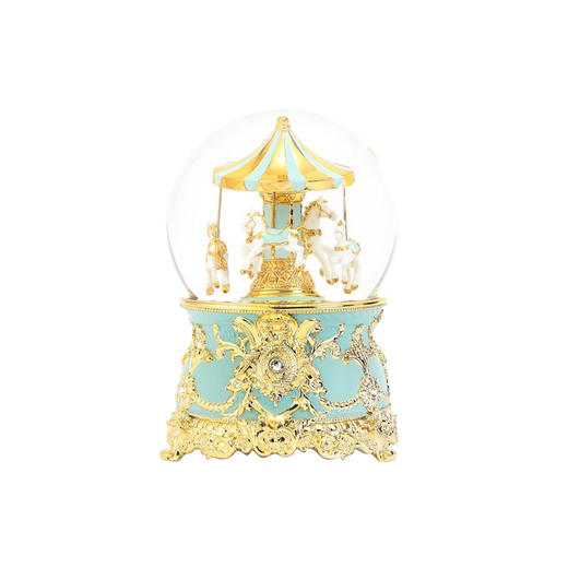 JARLL 120MM 旋转木马音乐盒水球 PA1903 蒂芬尼蓝金 商品图0