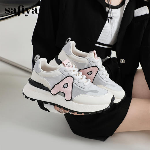 Safiya/索菲娅2024春潮流拼接轻便网面透气厚底阿甘运动鞋 SF41112432 商品图1