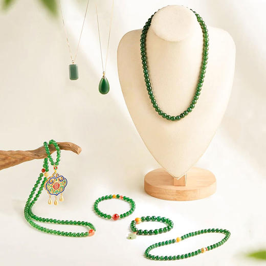 匠自在老坑碧玉首饰系列 ，碧如菠菜，玉色醇厚老道，一抹澄澈凝春意【G】 商品图0