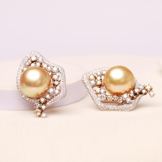 炫彩海南 金18K南洋珍珠耳钉12-12.5mm 95286 商品图2