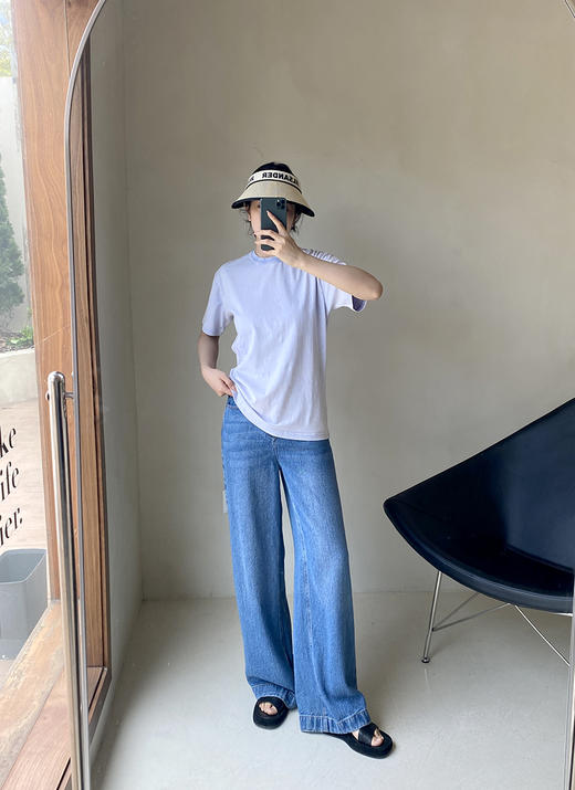 现货  THS 4.13-无 大王家 女士 侧边字母wang印花T恤 常规款做旧水洗T恤 2色 BH2496 商品图3