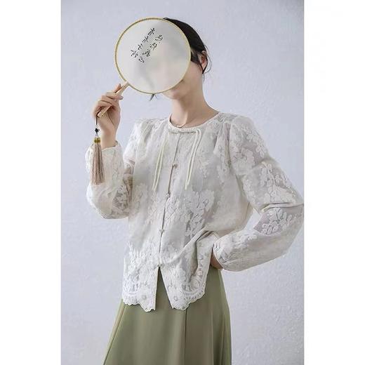 七夕促→ 2839重工刺绣薄款春夏盘扣国风小衫上衣-喜出 商品图0